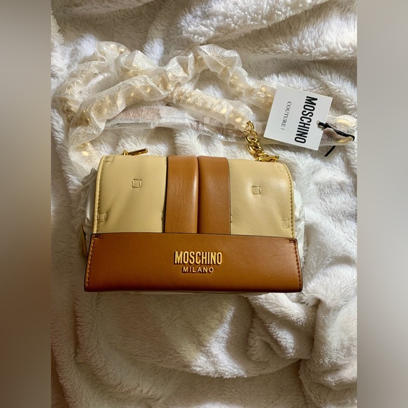 Moschino Tri-Tone Leather Crossbody (Beige) - Picture 6 of 8